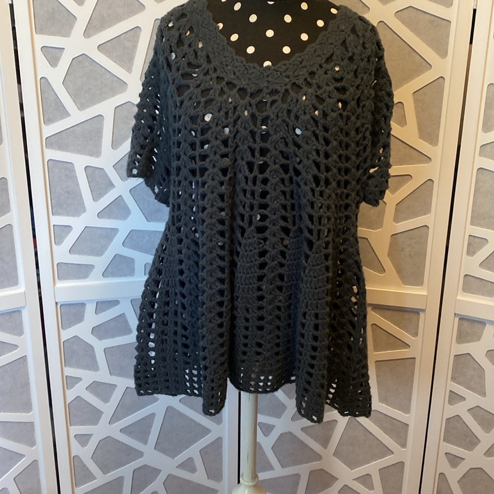 Ya Los Angeles, Swing Open Knit Sweater; Gray; Size L